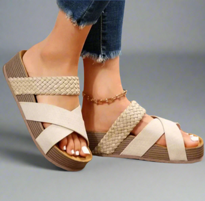 Women's Open-Toe Sandals Cross Strap Design