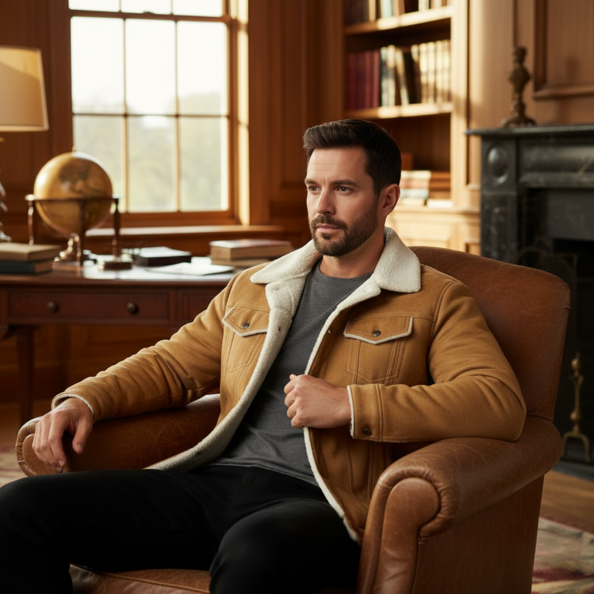 Men's Vintage Leather Shearling Jacket