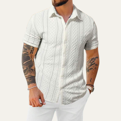 Men's Textured Button Up Shirt Casual Cotton