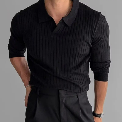 Men's Slim Fit Ribbed Polo Sweater