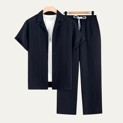 Men's Linen Shirt And Pants Set Lightweight