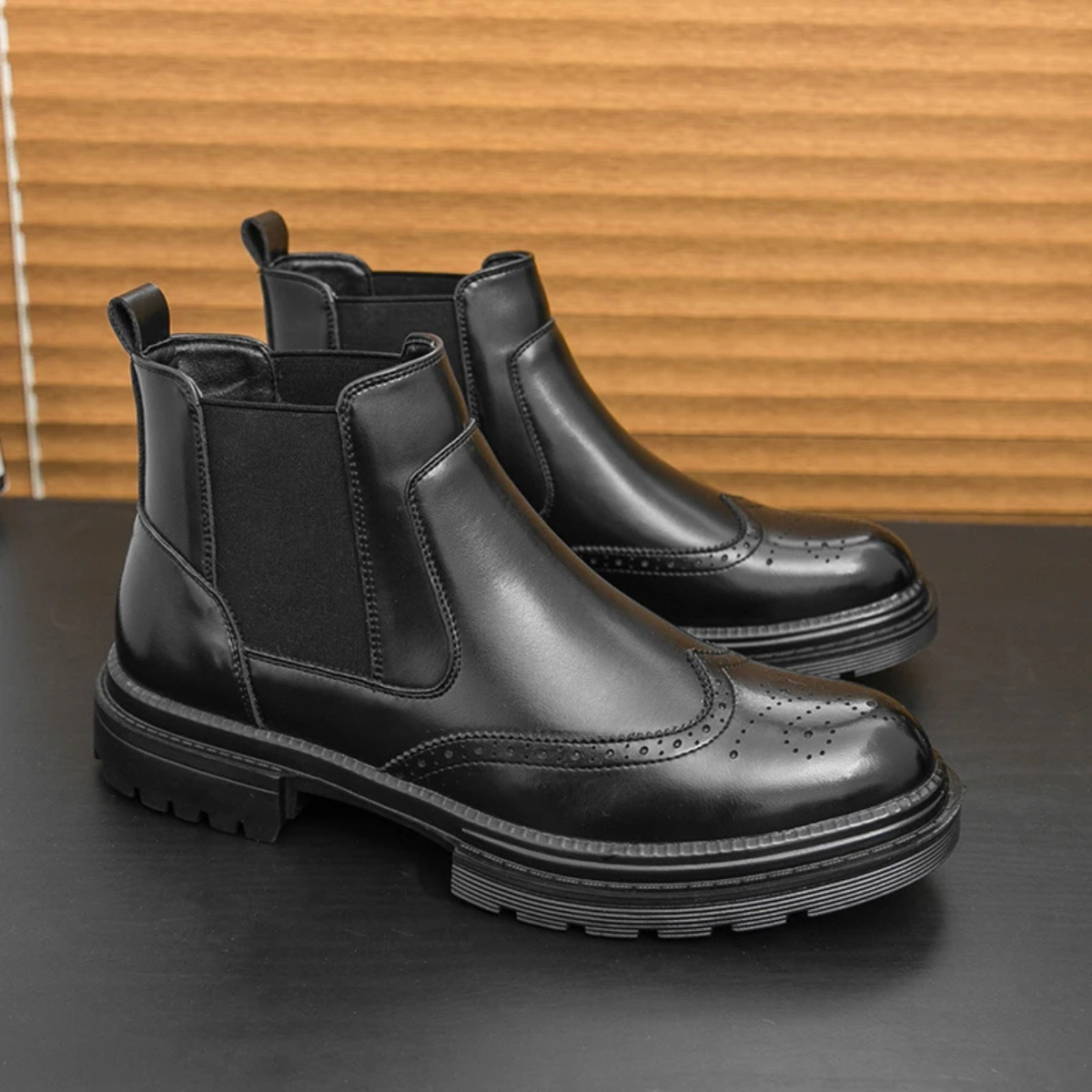 Men's Chelsea Boots Leather Anti-Slip Brown - Fashinoza