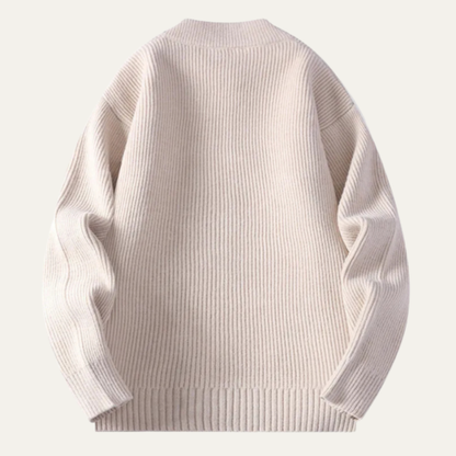 Men's Rib Knit Zip Cardigan Casual Stand Collar