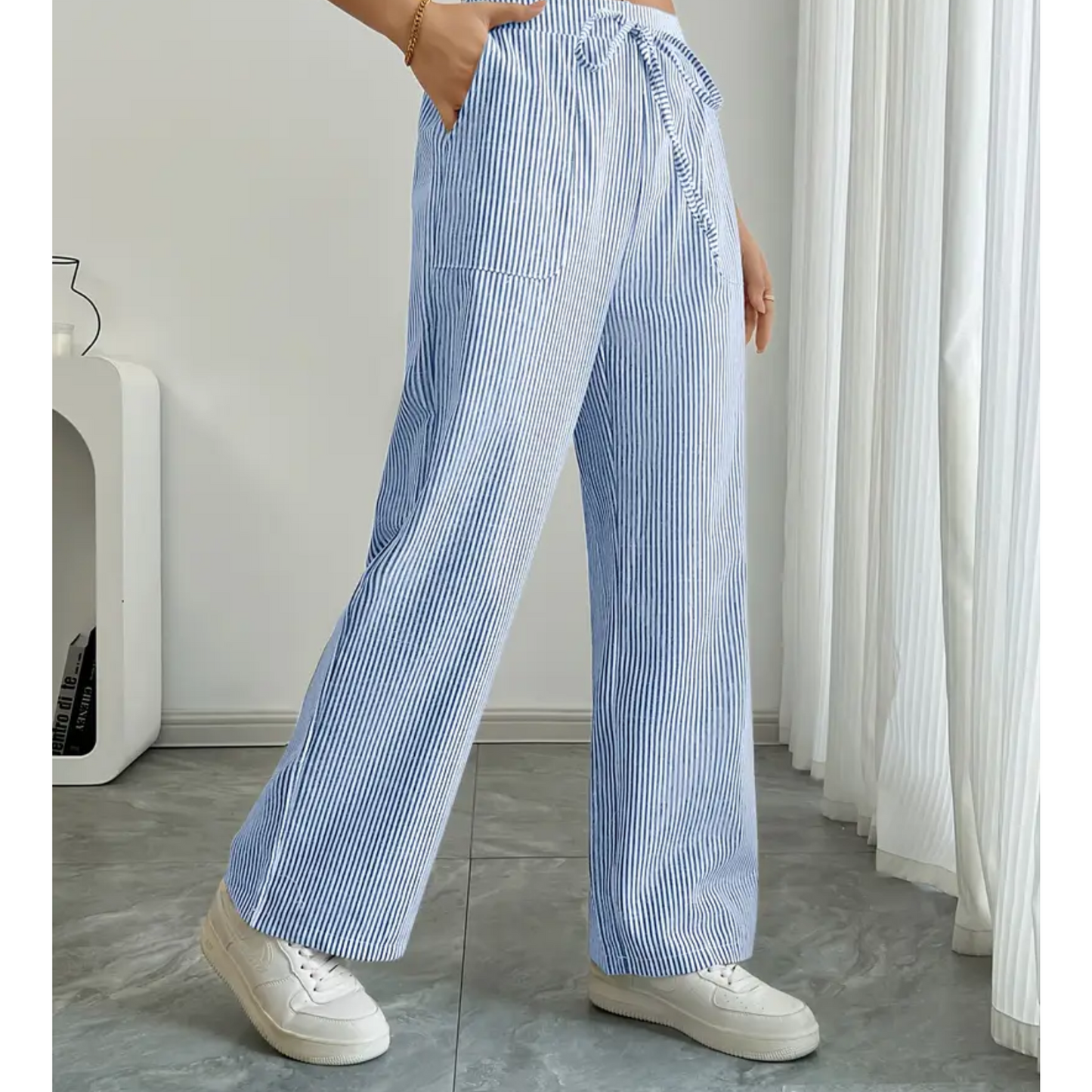 Women's Striped Pants With Pockets