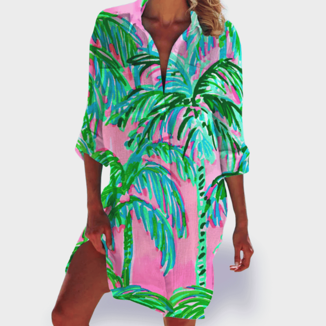 Women's Floral Draped Sundress Casual Summer Dress