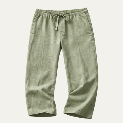 Men's Linen Tapered Pants Breathable Beige - Fashinoza