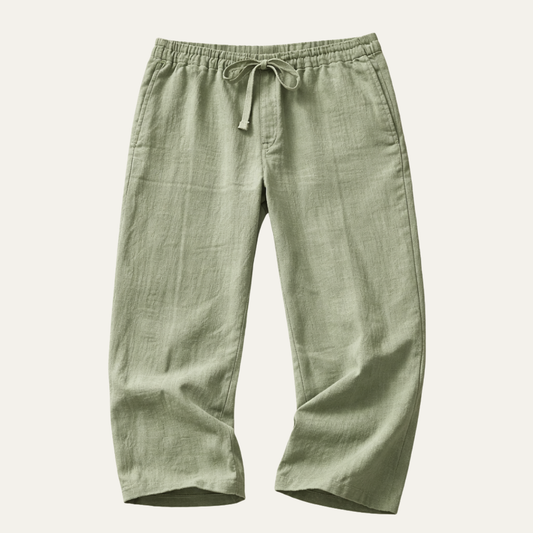 Men's Linen Tapered Pants Breathable Beige - Fashinoza