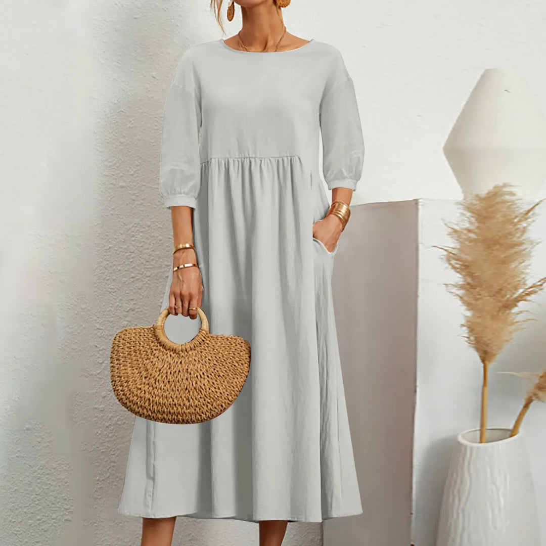 Women's Midi Patchwork Dress Comfortable Casual