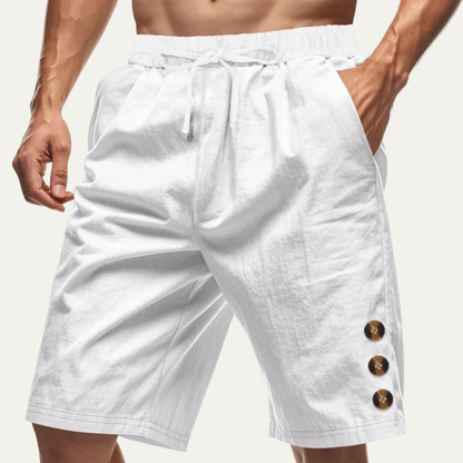 Men's Casual Drawstring Shorts Button Detail Summer