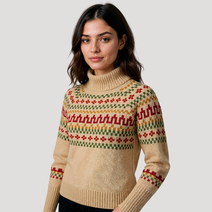 Jenna | Women’s Spring Pattern Turtleneck Sweater