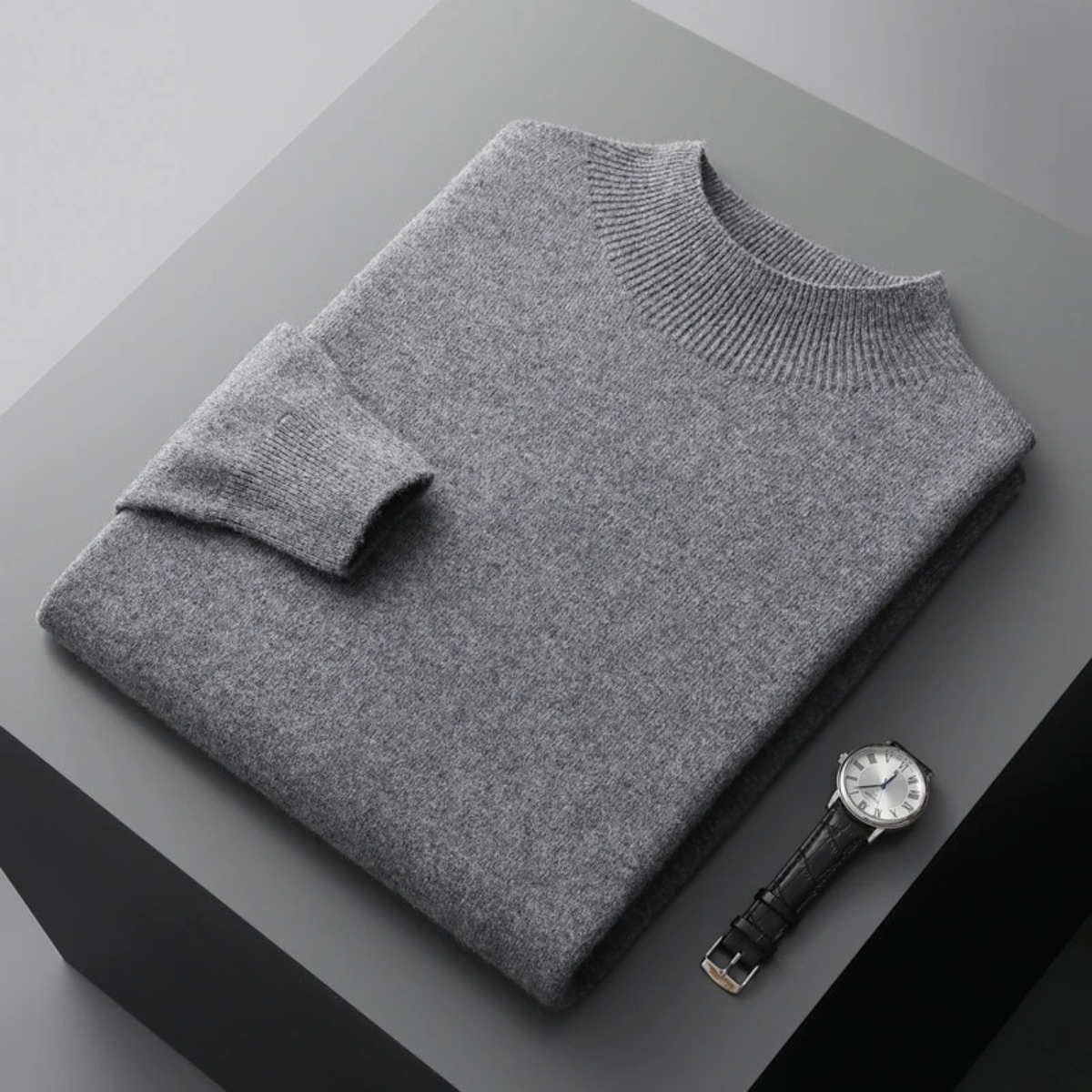 Men's Mock Neck Knit Sweater Plain