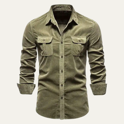 Men's Corduroy Shirt Casual Button Up
