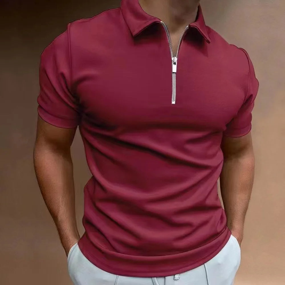 Men's Polo Shirt Zip Collar Comfortable