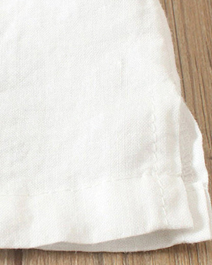 Women's Short Sleeve Blouse Cotton Button Front Rolled Cuffs