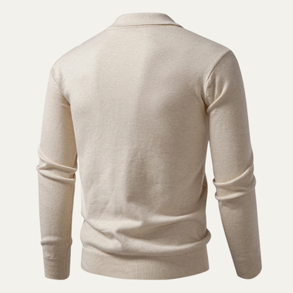 Men's Cotton Polo Sweater Soft Knit Casual