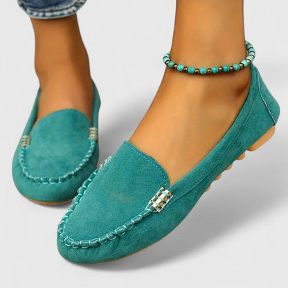 Women's Suede Slip-On Loafers Flat Moccasin Shoes