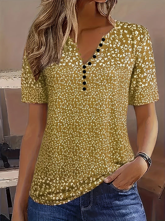 Women's V-Neck Short Sleeve Casual - Fashinoza