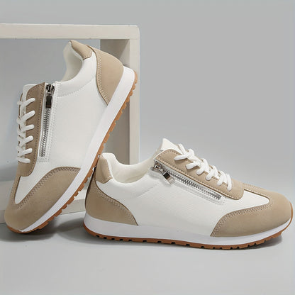 Women's Vulcanized Sneakers Patchwork Lace Up Low Top Casual Walking Shoes