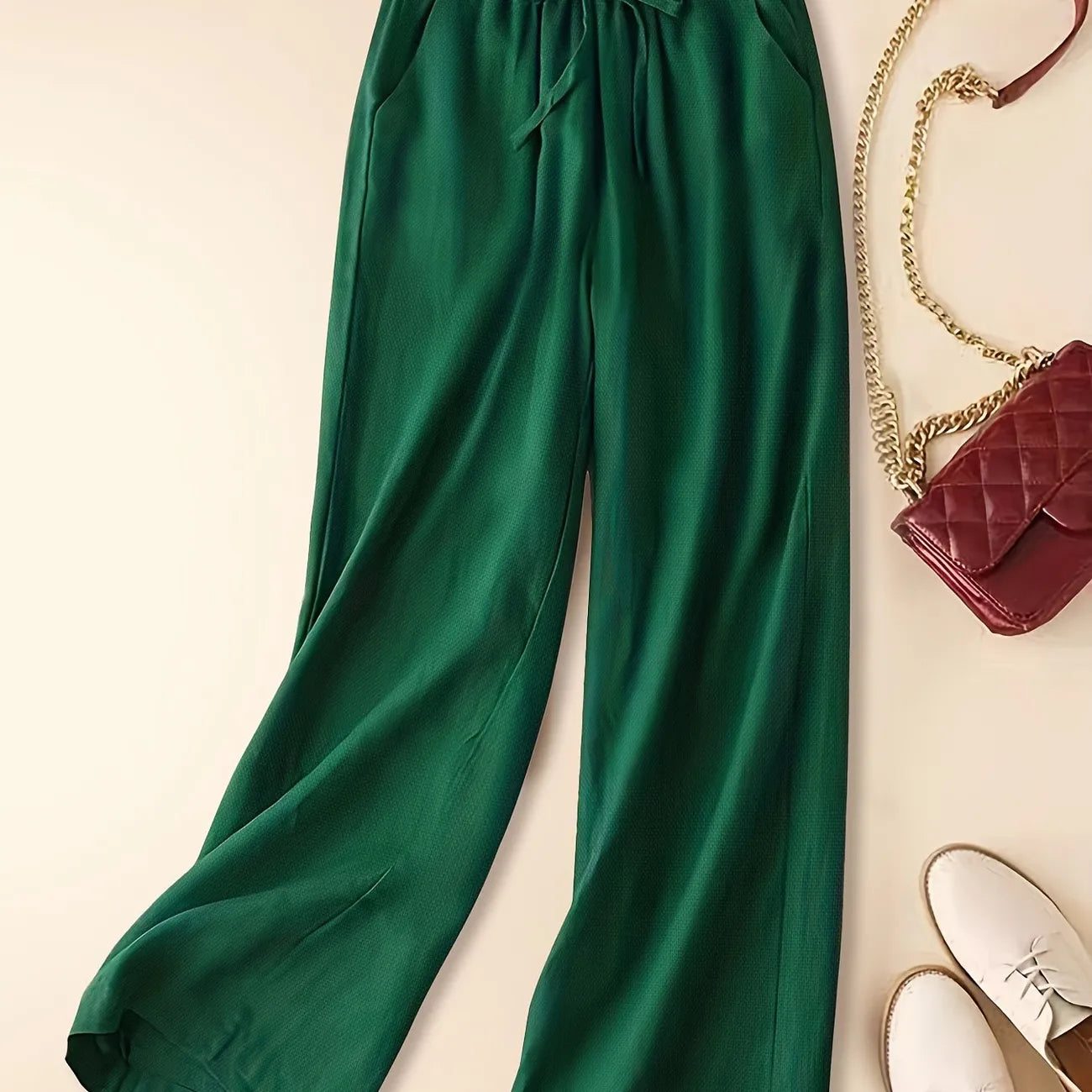 Women's Drawstring Wide Leg Trousers
