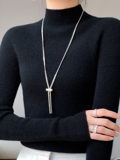 Elegant Ribbed Knit Turtleneck Sweater