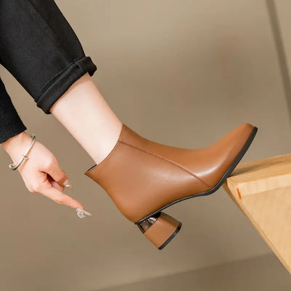 Women's Ankle Boots Block Heel Rounded Toe