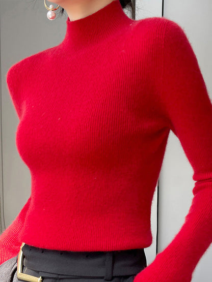 Elegant Ribbed Knit Turtleneck Sweater