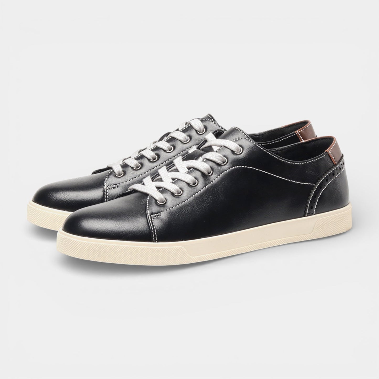 Men's Vegan Leather Sneakers Casual Low Top Walking Lace-Up Shoes