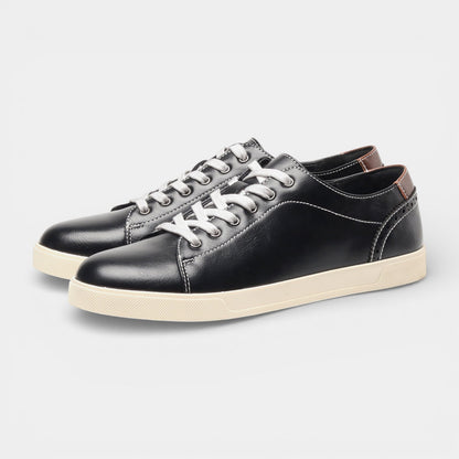 Men's Vegan Leather Sneakers Casual Low Top Walking Lace-Up Shoes