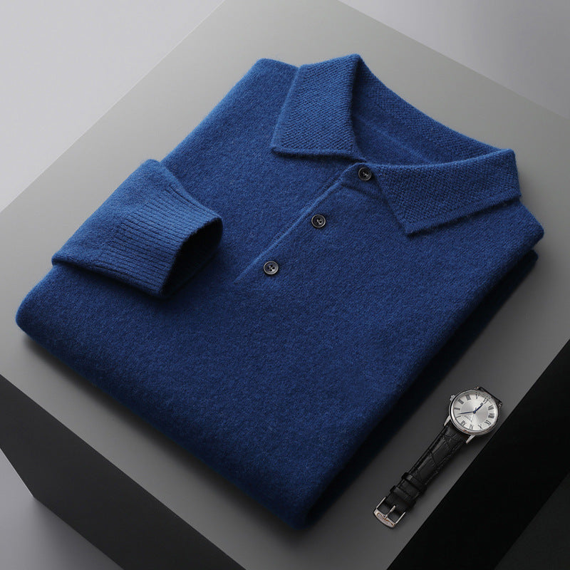 Men's Long Sleeve Polo Solid Shirt