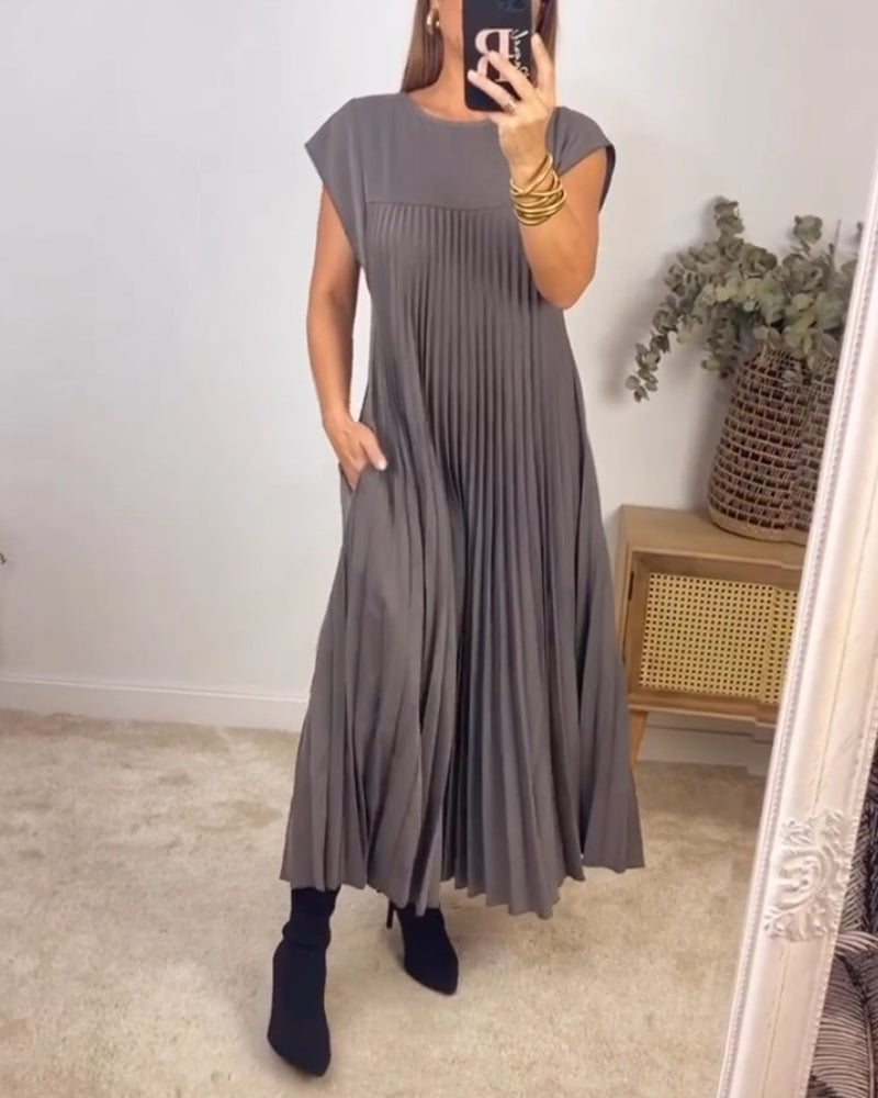 Women's Pleated Maxi Dress Flowy Cocktail