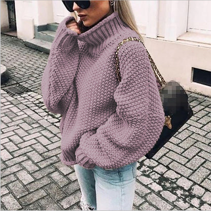 Women's Chunky Knit Turtleneck Sweater Oversized Cozy