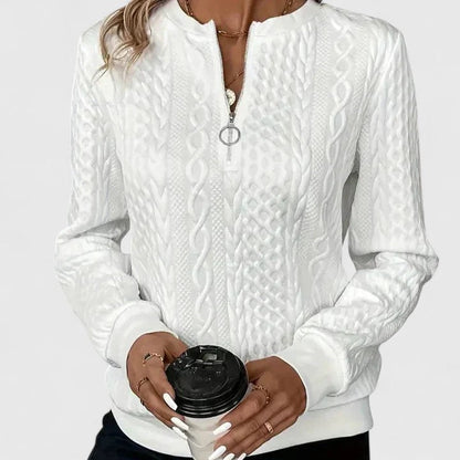 Women's Cable Knit Sweater Front Zip