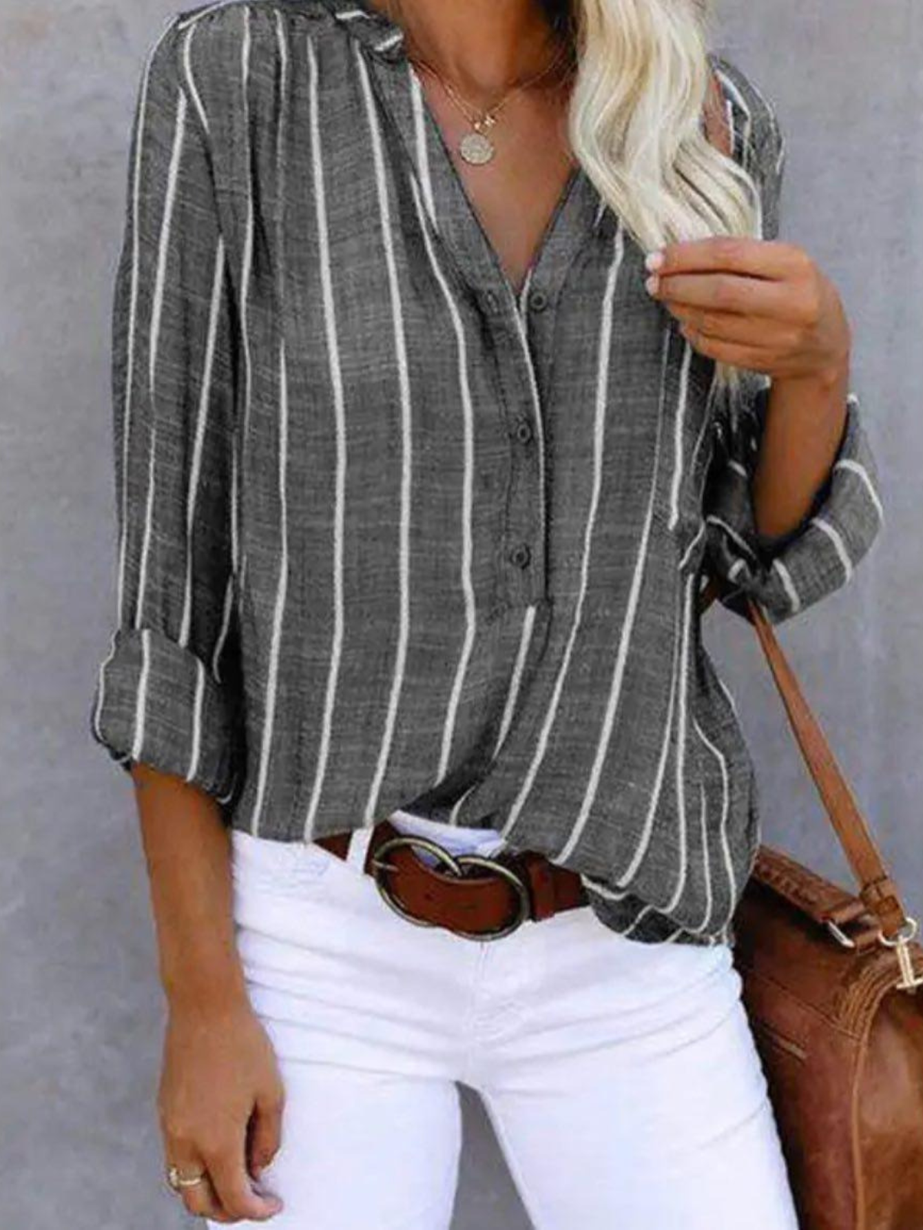 Women's Vertical Stripe Blouse - Fashinoza