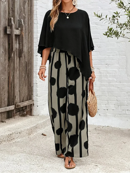 Women's Batwing And Wide Leg Pants Set
