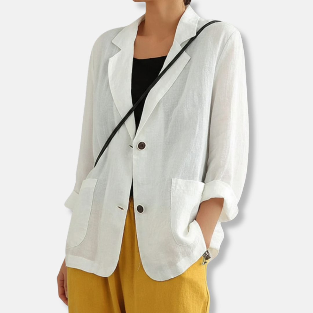 Linen Blend Mens Blazer Lightweight Beige