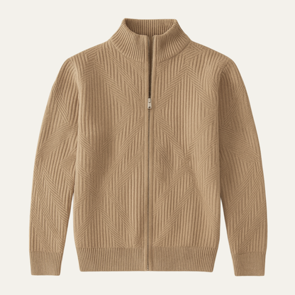 Men's Geometric Knit Zip Sweater - Fashinoza