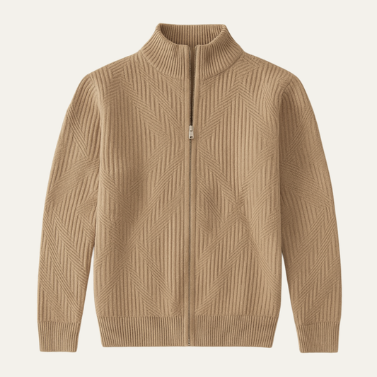 Men's Geometric Knit Zip Sweater - Fashinoza