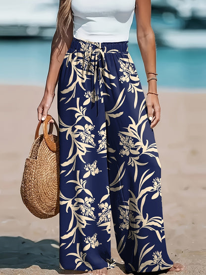 Printed Wide-Leg Beach Trousers