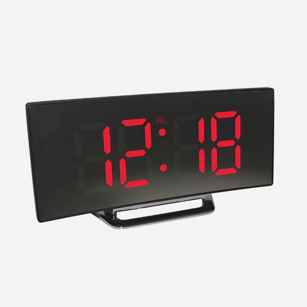 Curved Led Digital Alarm Clock Modern Style - Fashinoza