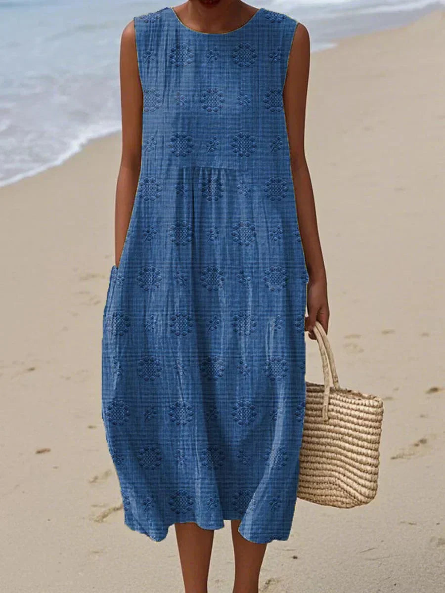 Women's Round Neck Textured Dress