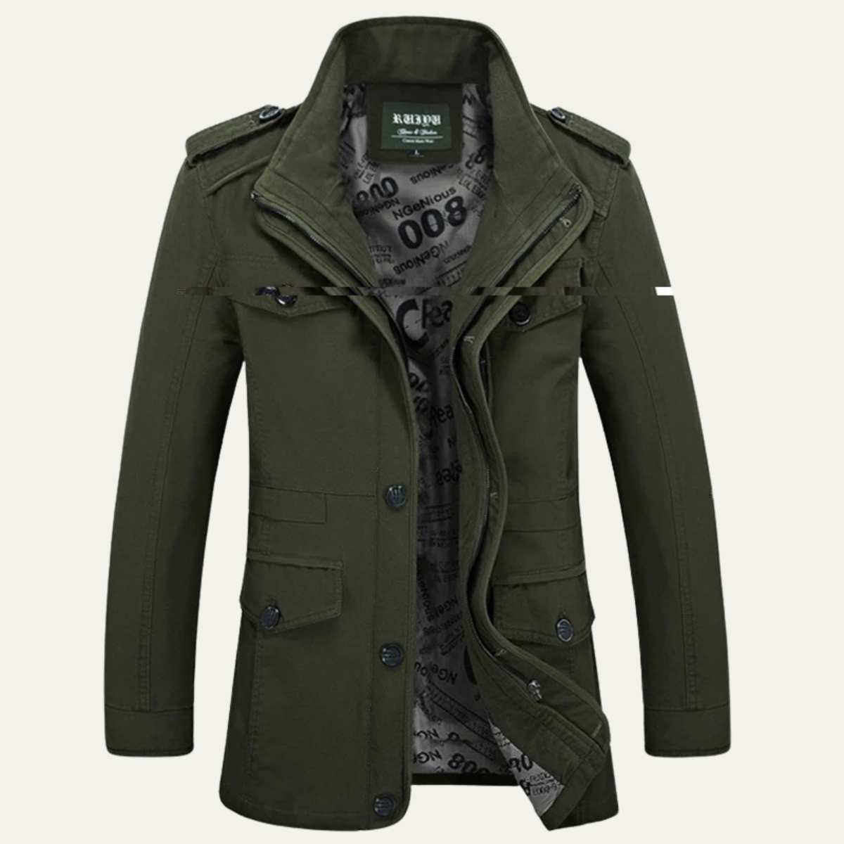 Millbrook Men's Trench Coat Long Military Style Jacket