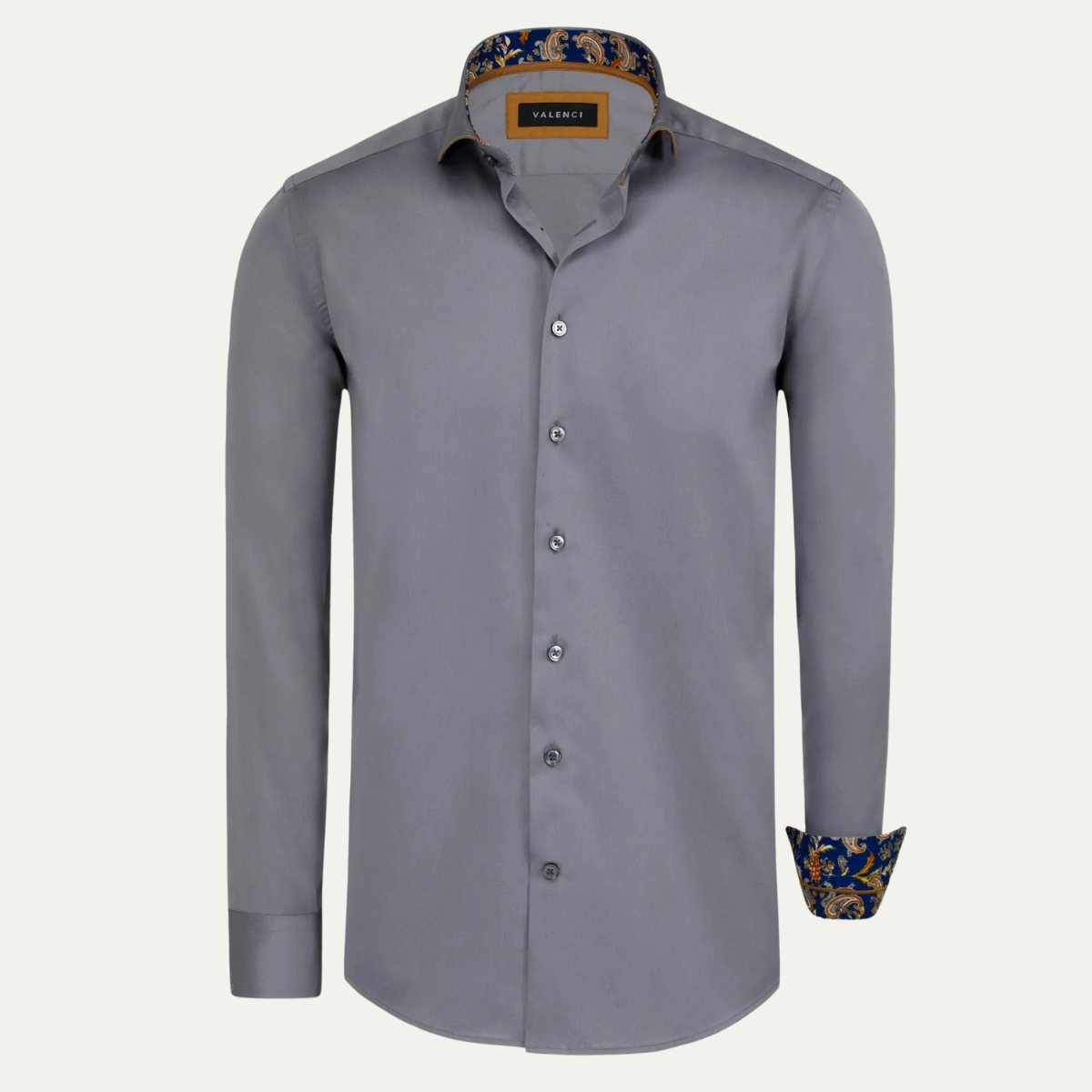 Men's Cotton Dress Shirt Long Sleeve Gray - Fashinoza