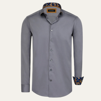 Men's Cotton Dress Shirt Long Sleeve Gray - Fashinoza
