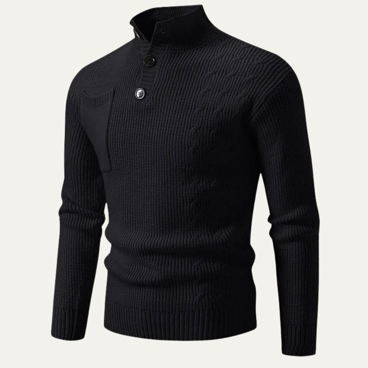 Men's Winter Knitted Sweater Button Front