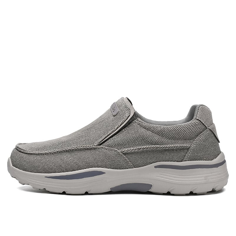 Orthopedic Walking Shoes for Men Canvas and Leather Sneakers with Arch Support