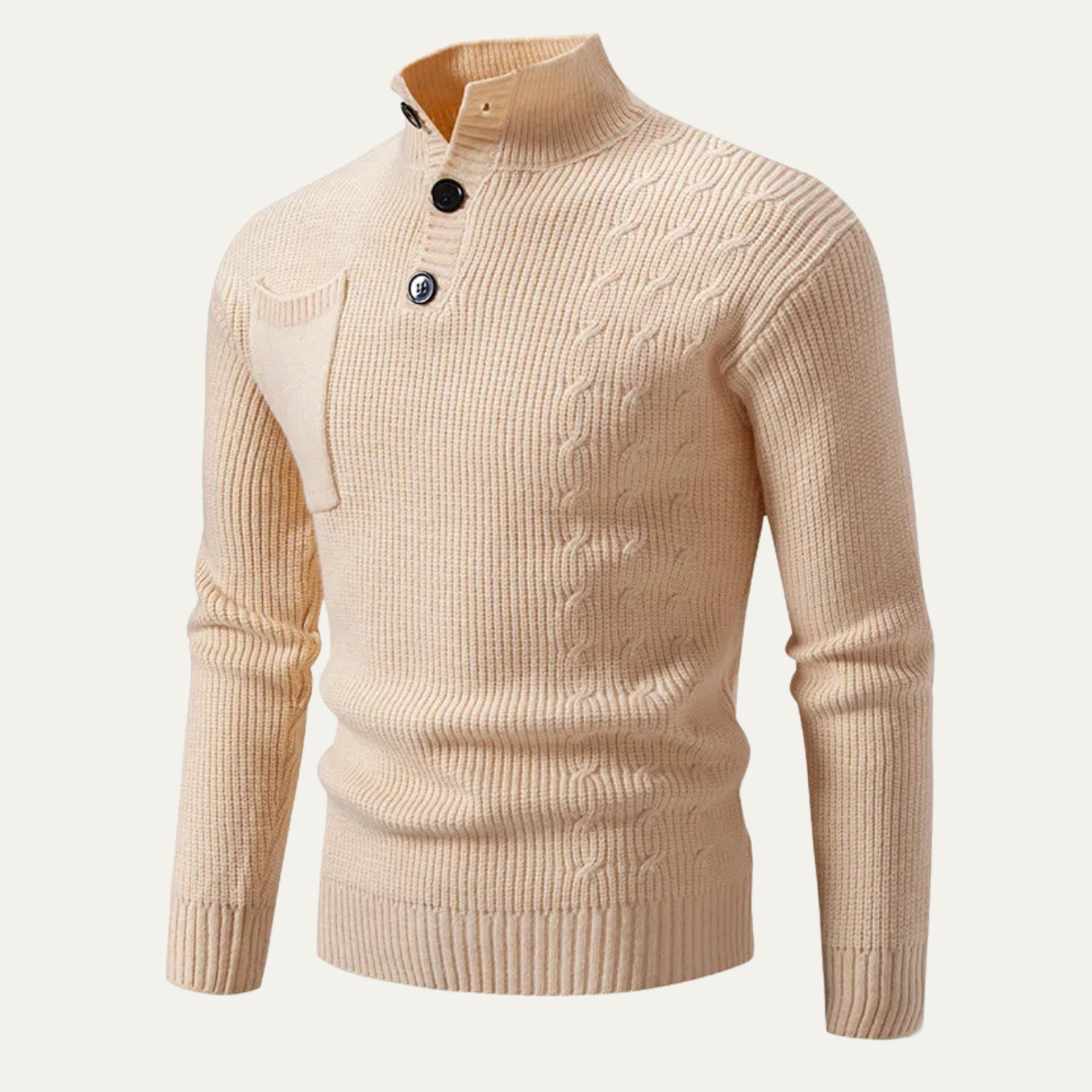 Men's Winter Knitted Sweater Button Front