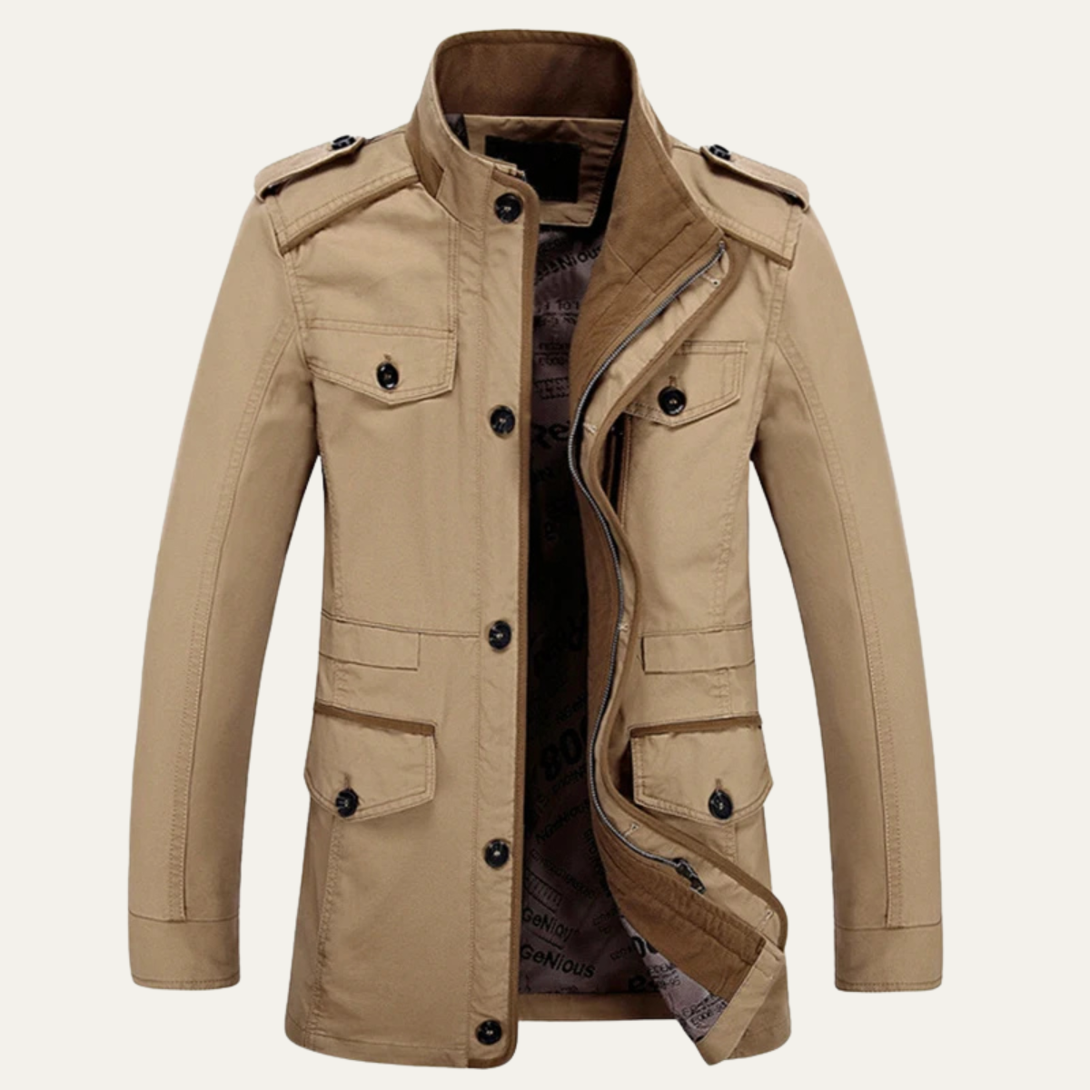 Millbrook Men's Trench Coat Long Military Style Jacket - Fashinoza