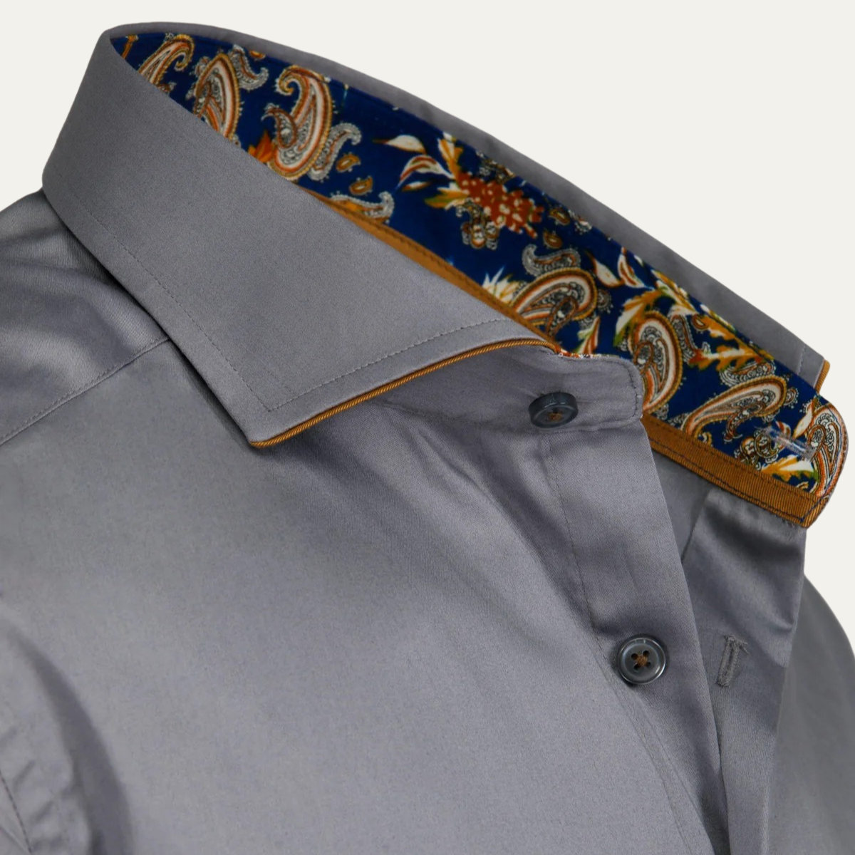 Men's Cotton Dress Shirt Long Sleeve Gray