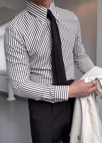 Men's Striped Dress Shirt Cotton