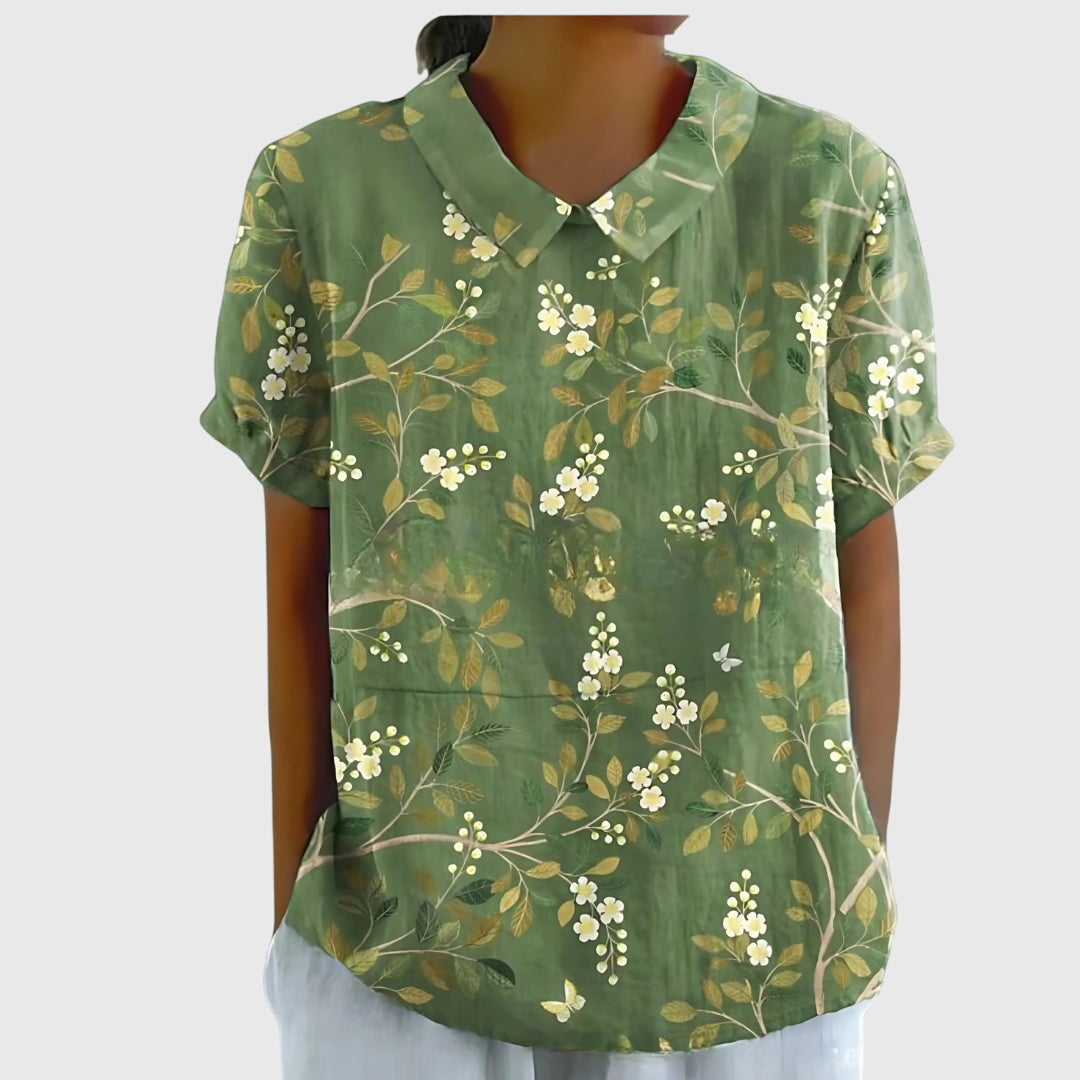 Stella | Womens Floral Collar Short Sleeve Blouse